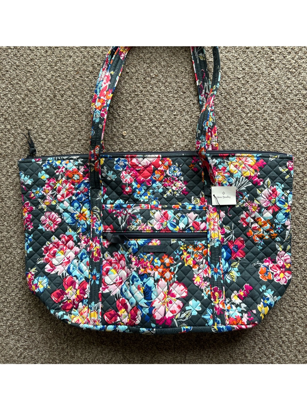 Vera Bradley NWT Large quilted Fabric Floral tote shoulder bag